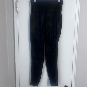 SPANX Moto Motorcycle Faux Leather Leggings - Black - Size MED